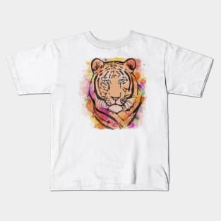 Watercolour Colourful Tiger Kids T-Shirt